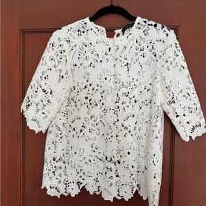 Zara White Lace Blouse cutouts